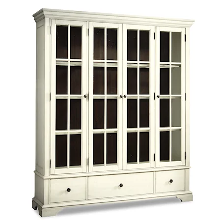 Monticello Curio Cabinet with Additional Drawer Storage and Paned Glass Doors